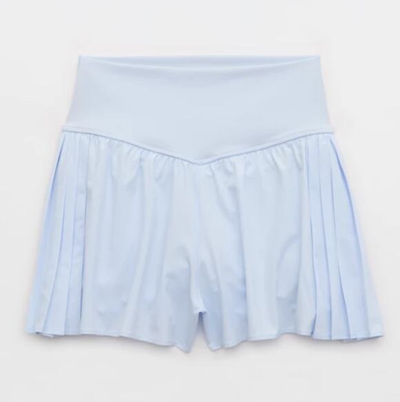 OFFLINE by Aerie Pants - OFFLINE By Aerie Real Me Pleated Flowy Shorts Light Blue Activewear Size XS